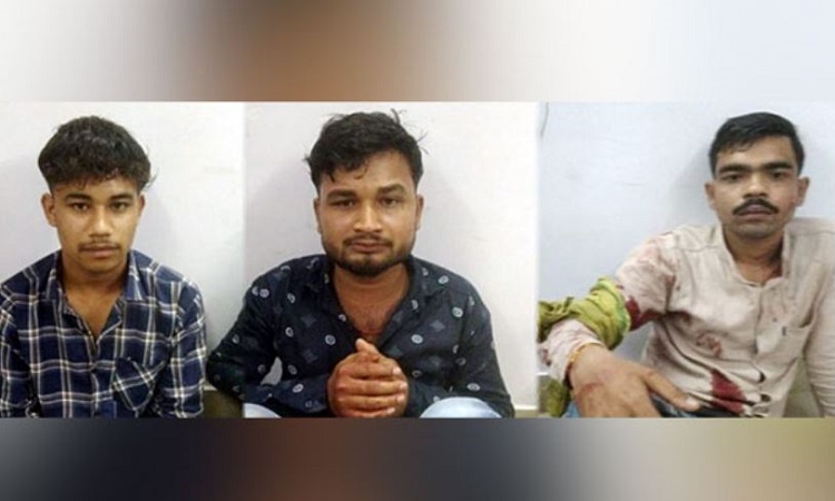 From left Arun Maurya, Sunny, Lavlesh Tiwari, who were arrested for killing Atiq Ahmed and his brother