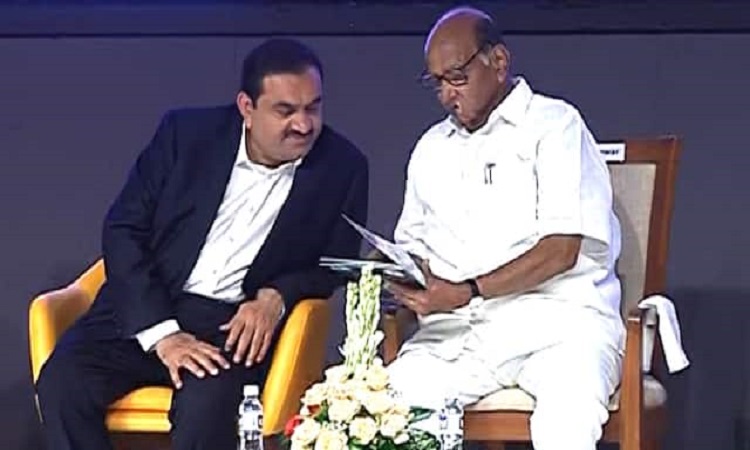 Gautam Adani  (left) meets Sharad Pawar in Mumbai