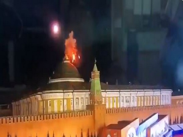 Screengrab of a video showing the drone attack on the Kremlin
