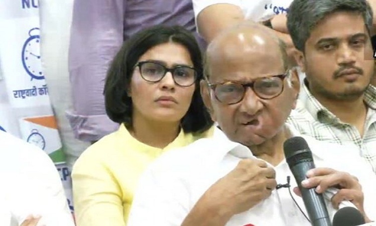 NCP president Sharad Pawar during press conference