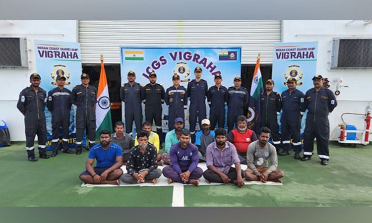 Coast Guard brings 10 rescued Indian fishermen to Visakhapatnam