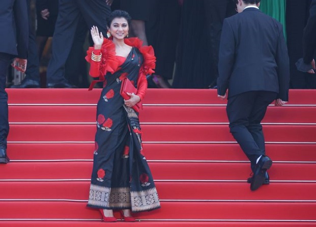 Aimee Baruah dons Assamese pat silk Mekhela chador at Cannes