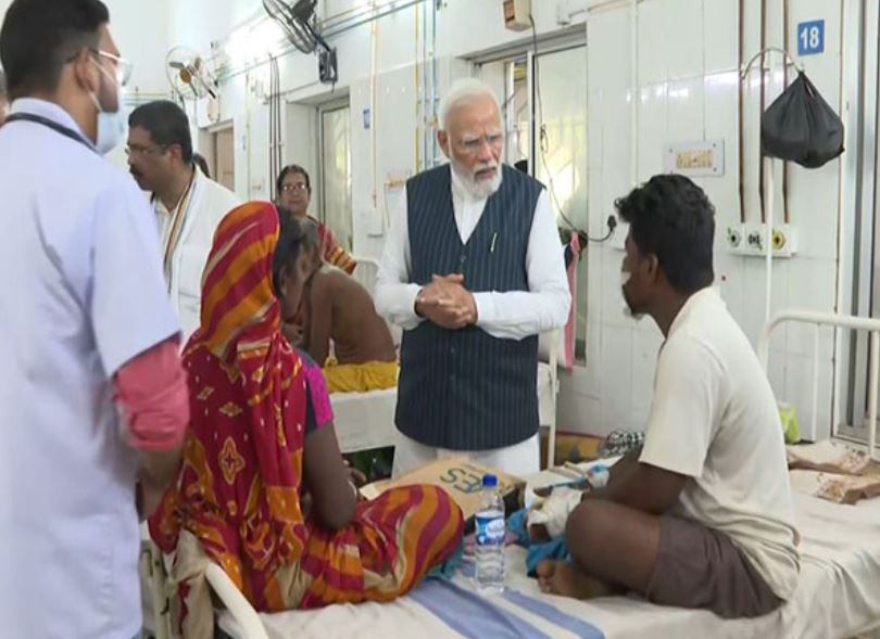 Prime Minister Narendra Modi meeting injured persons