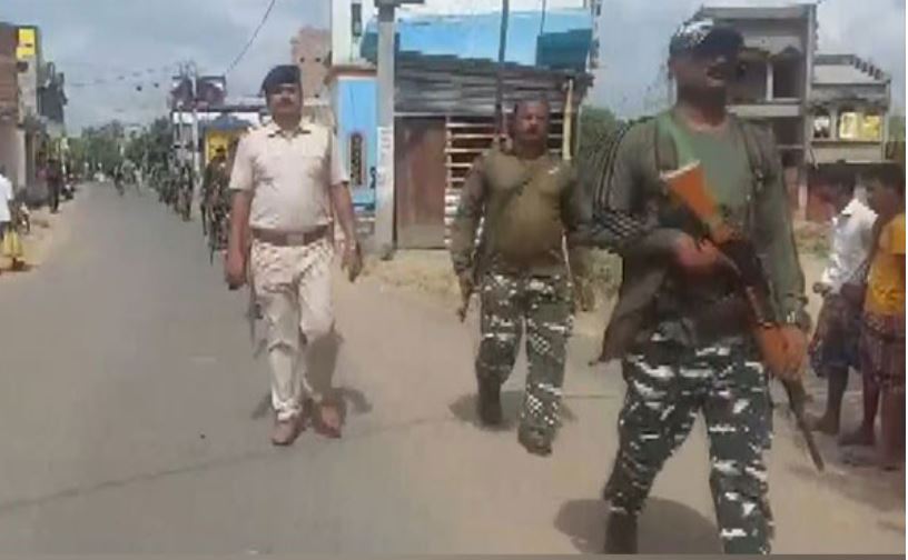 Central forces route march in Bolpur