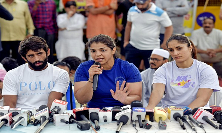 From laft  Bajrang Punia, Sakshi Malik and Vinesh Phogat