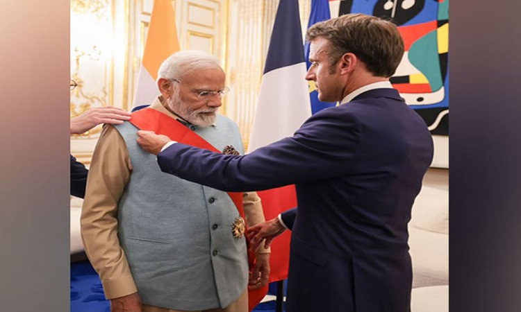 French President Emmanuel Macron confers PM Modi with 'Grand Cross of the Legion of Honour'