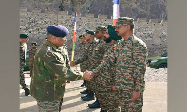 Indian Army Chief General Manoj Pande interacts with soldiers of Indian Army