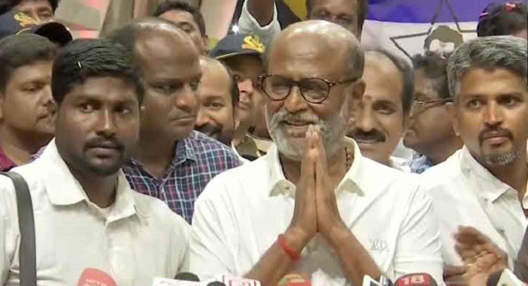 Rajanikant, during interaction with media in Chennai,  defends touching Yogi Adityanath's feet