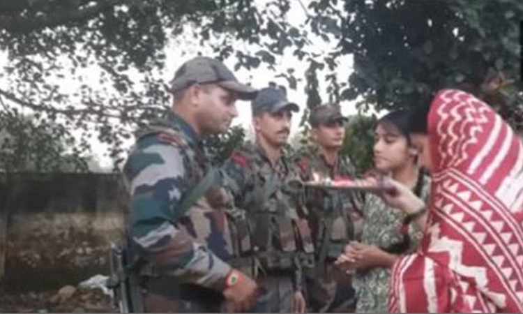 Local girls celebrate Raksha Bandhan with Army jawans in Akhnoor sector in J-K