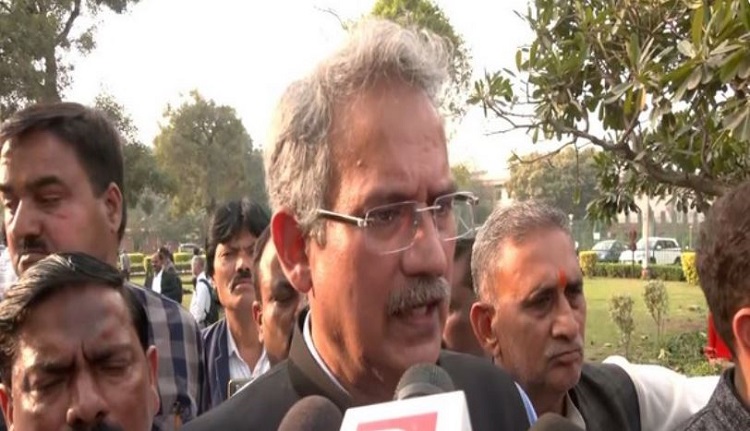 Anil Desai, Rajya Sabha MP and Uddhav Thackery faction speaking to media