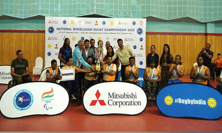 Maharashtra team lifting 5th National Wheelchair Rugby Championship 2023