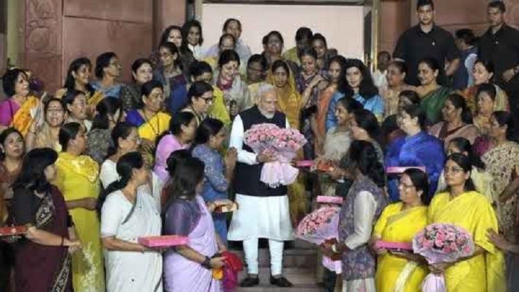 PM Modi celebrates historic Women's Reservation Bill with NDA women MPs
