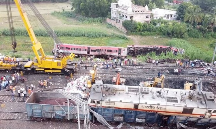 Visuals from Balasore train accident spot