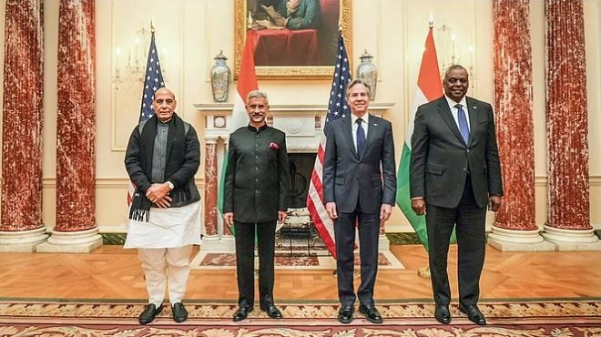 Jaishankar, Rajnath Singh meet with US counterparts