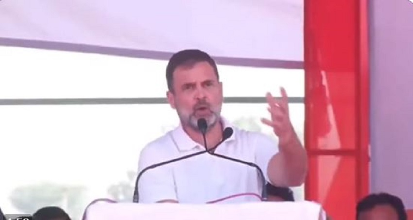 Rahul Gandhi addresses a rally in Neemuch