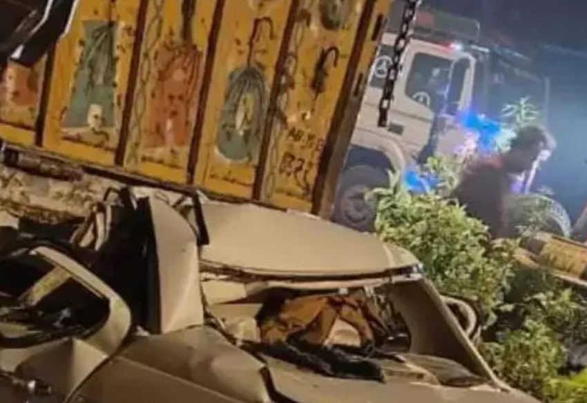 Car rams into a parked truck