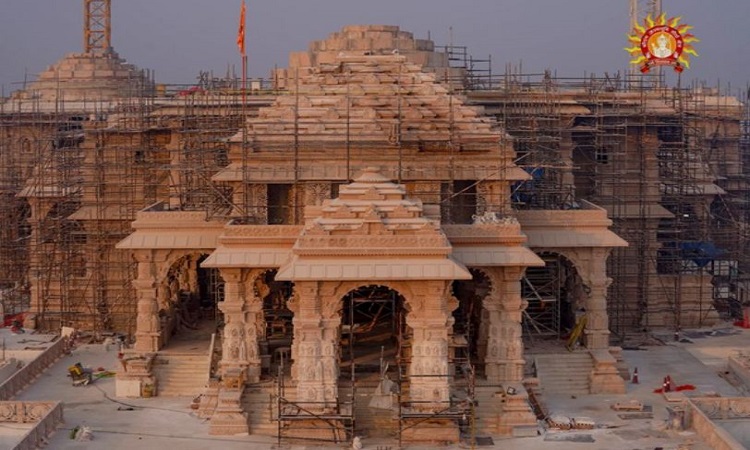Visual of the construction work of the Ram Janmabhoomi temple that is underway