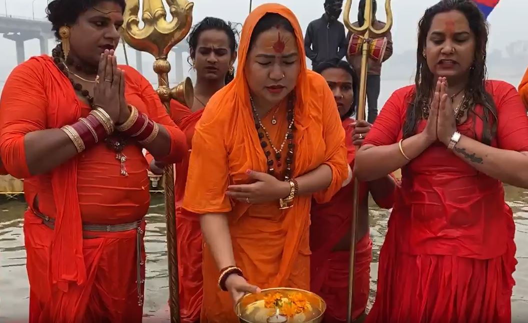 Transgender sadhus take holy dip at Prayagraj