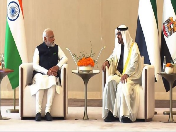 P M Narendra Modi hugging UAE President  in Abu Dhabi