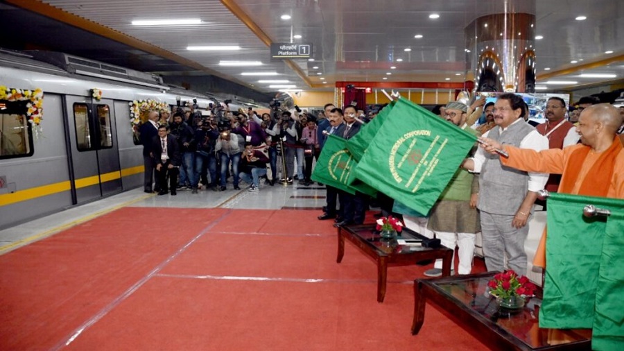 Yogi Adityanath flagged off the Agra Metro from Taj Mahal Metro Station.