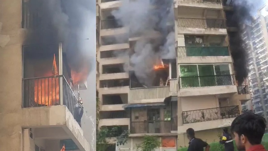 Fire breaks out in two flats of residential society in Noida
