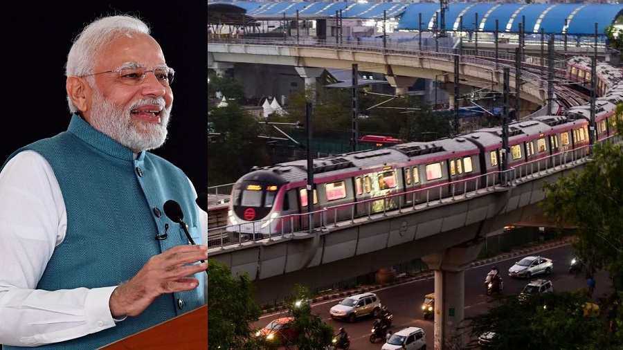 PM Modi lays foundation stone of two additional corridors under Delhi Metro
