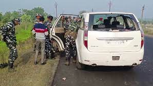 Visual of vehicle attacked in West Bengal Sandeshkhali.
