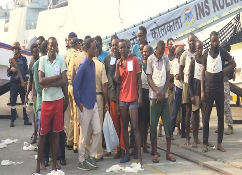 Somali Pirates at the Naval Dockyard, Mumbai on Saturday