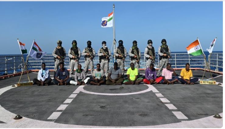 Indian Navy brings 9 pirates caught off Somalia to Mumbai