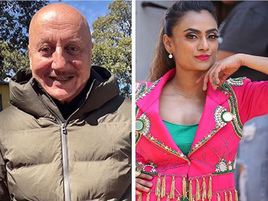 Veteran actor Anupam Kher and choreographer Kruti Mahesh (Image source: Instagram)