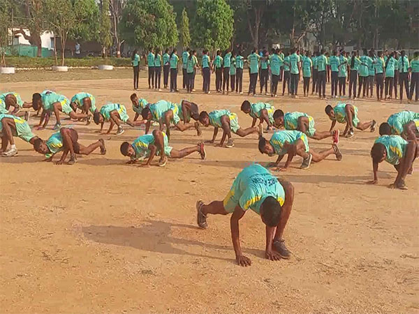 Youths attend training session at Balrampur police parade ground