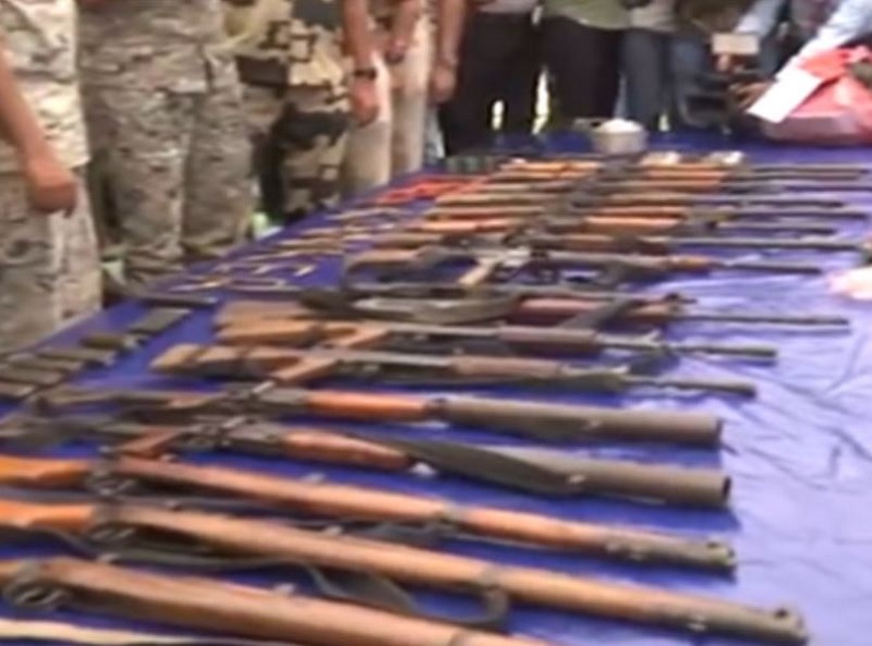 Huge quantities of arms and ammunition recovered post naxal encounter in Kanker