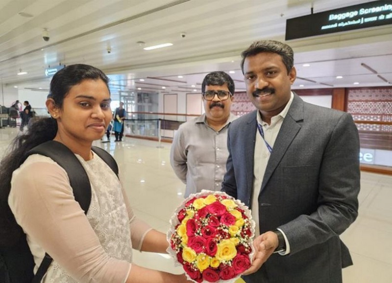 Indian woman cadet, Ann Tessa Joseph landed at Cochin Airport