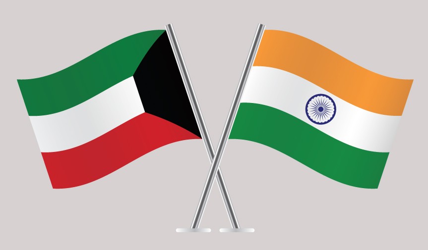 Flags of Kuwait and India