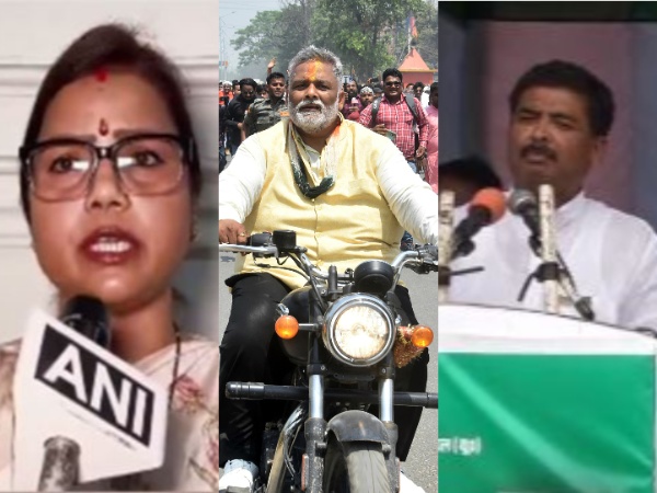 RJD candidates Bima Bharti, Pappu Yadav and BJP's Santosh Kushwaha