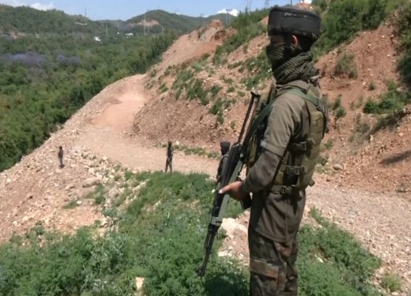 Visuals of security forces patrolling in Jammu ahead of voting