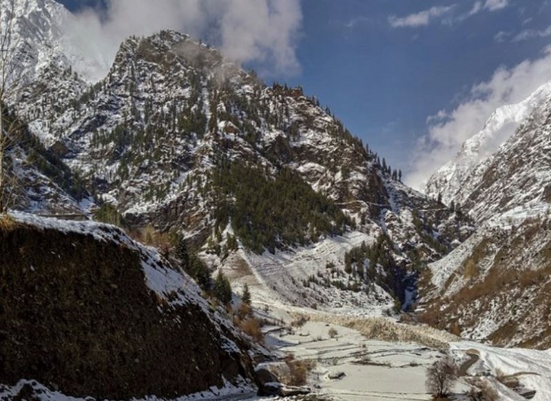 Visual from snow-covered Rashel village in Lahaul-Spiti